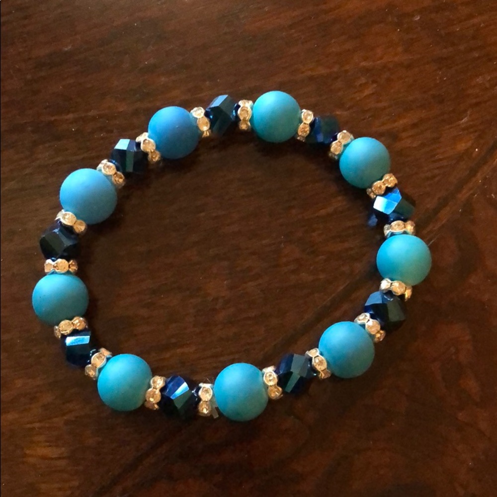 Hematite Matte Stone Blue Bracelet - Picture 2 of 3